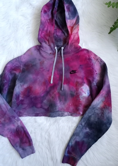 Nike Tops - 🚫SOLD🚫Nike custom ice dye cropped hoodie